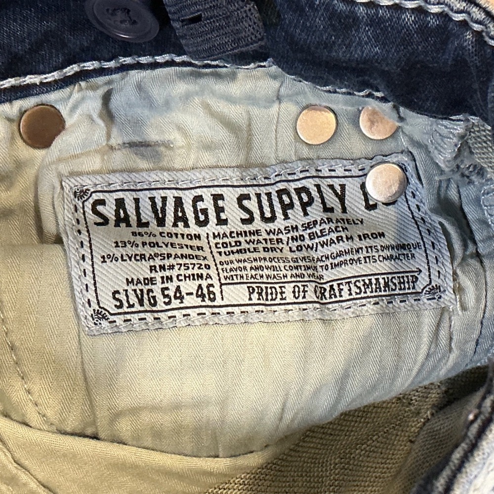 Salvage Madness Straight Relaxed Fit Jeans Blue Buckle Exclusive SLVG 54-46 - Picture 6 of 11